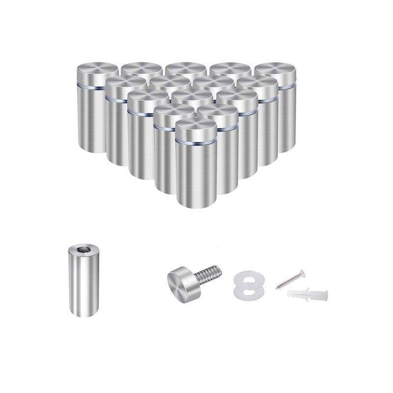 Osring 1/2” Dia x 1 1/5” L Standoffs Screws for Acrylic, Silver Sign Standoff Wall Mounts Hardware 16 Pack, Stainless Steel Advertising Nails for Glass Board and Signage - Image 1